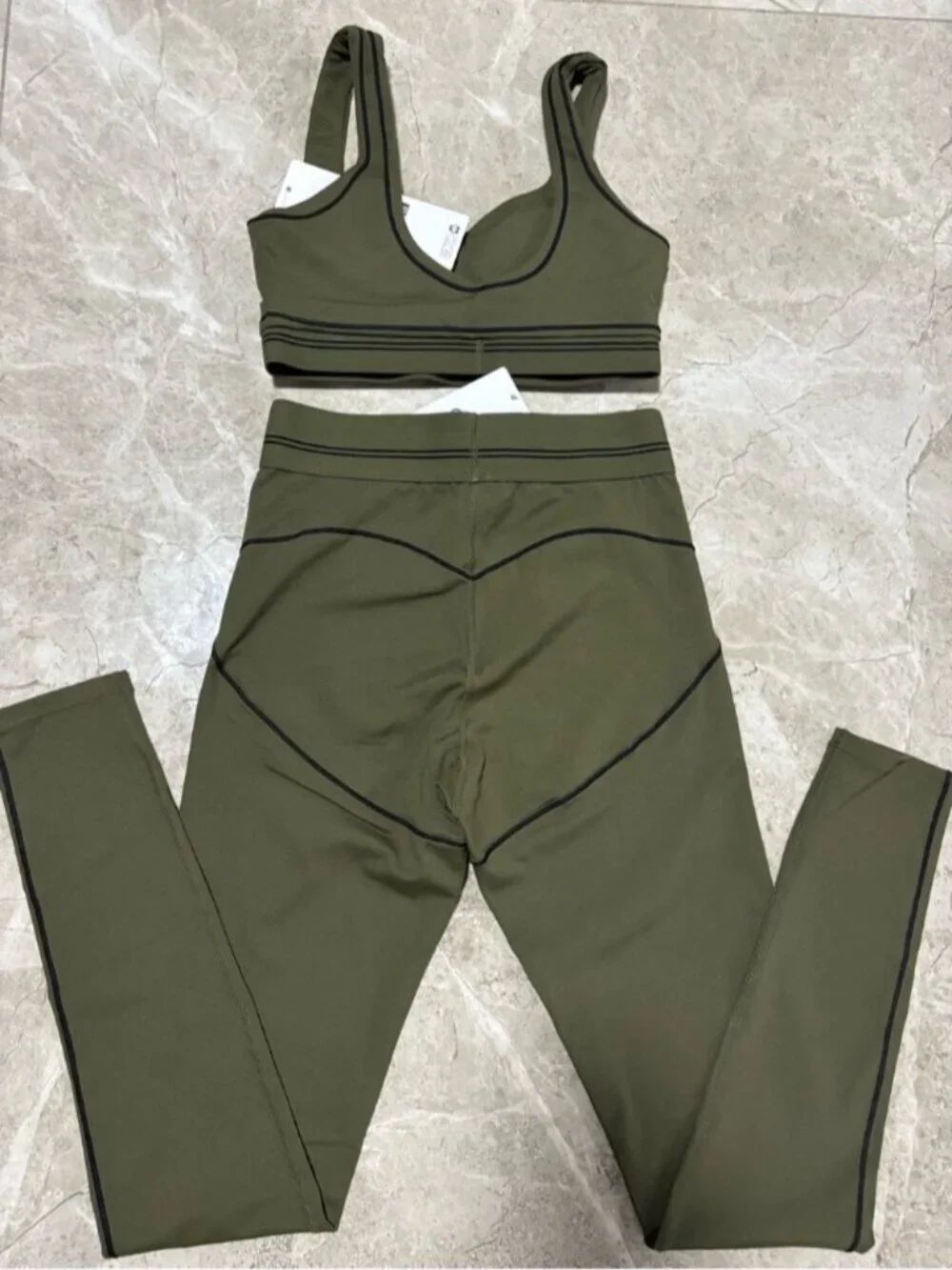 ALO Yoga Olive Green Sports Bra & Leggings Set